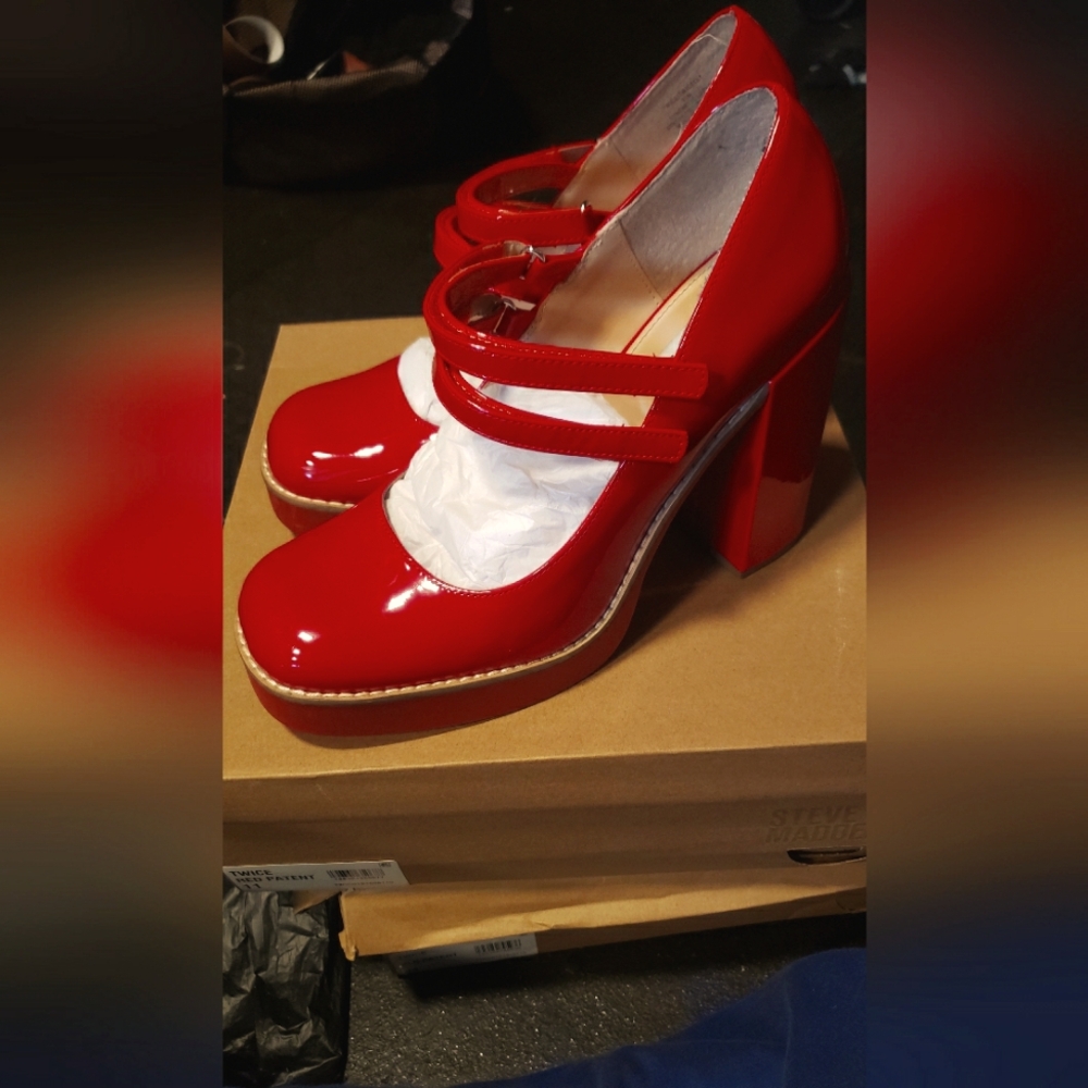 Steve Madden Twice Red Patent Leather Heels